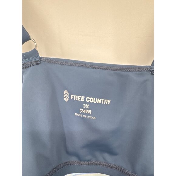 Free Country Womens Tankini Top size 3X  plus blue Striped Adjustable Straps new - Picture 2 of 5